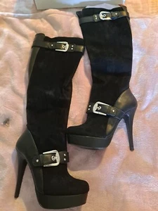 Love Label Delphny Black Knee Boots Size 5 BNIB RRP £89 - Picture 1 of 14