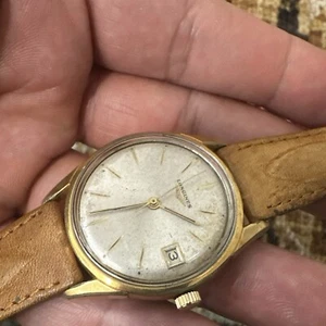 LONGINES MADE 18K GOLD PLAQUE.SWISS MADE. Ivory Color Golden hands. - Picture 1 of 7