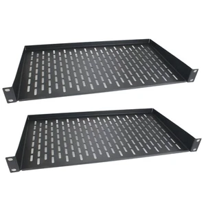 2 Pack 10" Black Cantilever Server Shelf Vented Fixed 1U Rack Mount 19" Panel - Picture 1 of 6