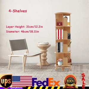 4 Layers Rotating Bookshelf Bookcase Storage Rack Floor Standing Display Holder - Picture 1 of 20