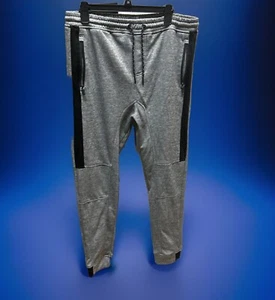 Burnside Men LargeSweatpants EUC  Gray Black Zipper Pockets Jogger Tapered Legs - Picture 1 of 6