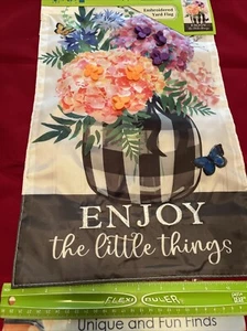Meadow Creek Embroidered Yard Flag Enjoy The Little Things Print 11.5" x 18" - Picture 1 of 3