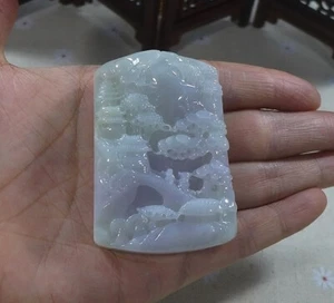 Cert'd Ciondolo Naturale Una Luce Ghiacciata Lavanda Giadeite Giada Pino Vecchio Uomo 7881 - Foto 1 di 8