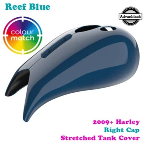 Reef Blue Stretched Tank Cover RIGHT CAP fit Harley 2009+ Street Touring - Picture 1 of 6