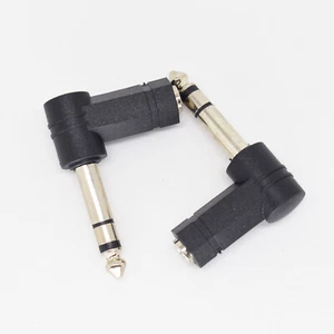 1pc Right Angle 6.35mm 1/4" Stereo Male to 3.5mm 1/8" Female Audio Adapter - Picture 1 of 5