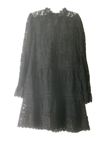 ZOE KRATZMANN black lace dress sz 1 (aus 10-12) long sleeve NO SLIP - Picture 1 of 6