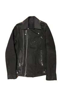 Balmain Mens Waxed Cotton Biker Jacket (black) size M (RRP £1700) - Picture 1 of 10