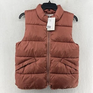 H&M Puffer Vest Girls 8/10 Dusty Rose Padded Gilet Water Repellent Zip Outerwear - Picture 1 of 12