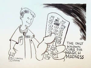 Bill Landis Original Cartoon Art The Villages Daily Sun 2005 March Madness - Picture 1 of 1