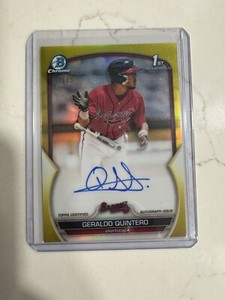 2023 Bowman Chrome Yellow Gold 1st Geraldo Quintero Auto /75 Refractor Braves