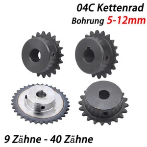 04C 9~40 Zähne Kettenräder mit Nabe für #25 (04C) Rollenketten,Pitch 1/4" 6.35mm - Bild 1 von 12