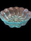 Vintage Fairfield Pattern Glass Bowl By Anchor Hocking Iced Aqua Blue