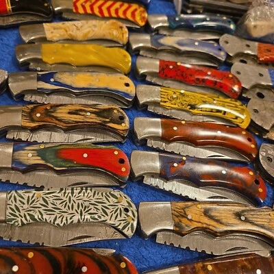 20 PCS Custom LOT OF Mix HANDLE FOLDING KNIFE WITH SHEATH - Image 1 of 4