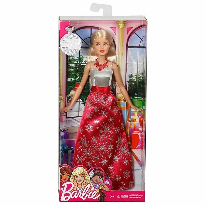 Holiday Barbie Doll in Snowflake Red Dress Mattel 2016 Frd53