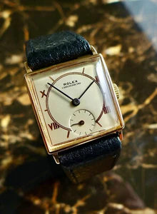 A STUNNING VINTAGE 1938 ROLEX SQUARE CHRONOMETER R. 3286 IN 18K ROSE GOLD - Picture 1 of 7