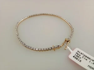 Real Moissanite 14K Yellow Gold Plated Women's Tennis Bracelet 3Ct Round Cut - Picture 1 of 6