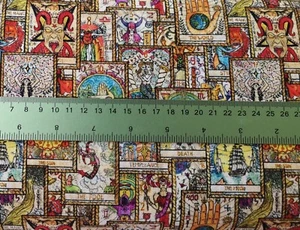 Halloween Tarot Cards Esoteric 100% Cotton Print Fabric for crafting & Quilting - Picture 1 of 2