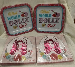 Dolly Parton 2 - 10 Square Plates (Dolly Do) & 2 - 16 -2Ply Lunch Napkins - NEW - Picture 1 of 6