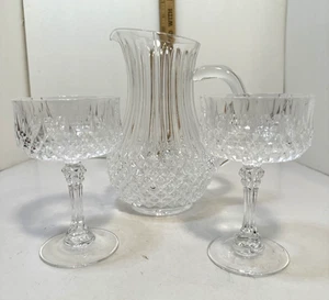 Cristal D'arques Durand Longchamp 2 Champagner/Sherbet Gläser & 40oz Krug MCM - Bild 1 von 7