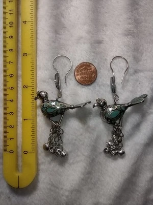 ¡IMPRESIONANTES PENDIENTES COLGANTES VINTAGE DE PÁJARO FAMILIAR DE 3" pulgadas!  Foto 1 de 4