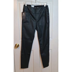 Rock & Republic Dark Green Faux Leather Leggings Fever Denim Rx Slimming Size 10 - Picture 1 of 13