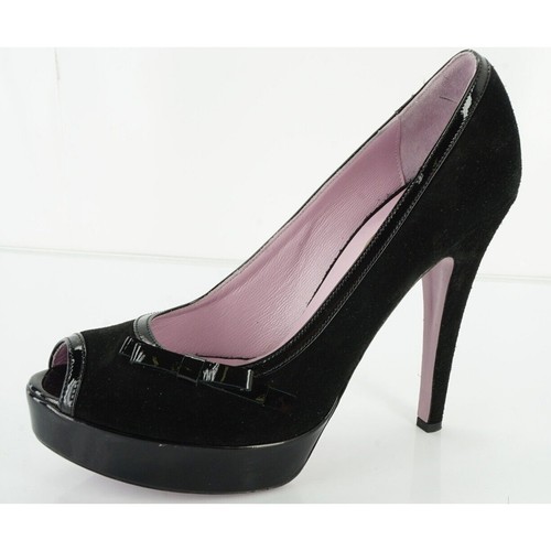 Decolte ROSSO by Valentino nere scamosciate plateau tacco fiocco punta aperta taglia 10 NUOVE $450