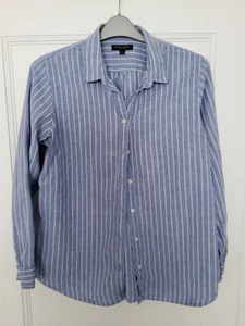 Banana Republic Blue/White Stripe Linen Cotton Blend Long Sleeve Button Shirt XL - Picture 1 of 4