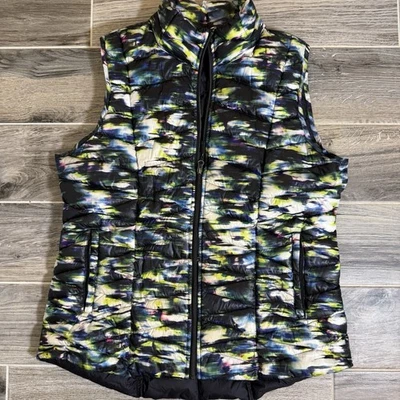 Tangerine Mujer XL Chaleco Chaqueta Puffer Cremallera Completa Negro Tie Dye Foto 1 de 4