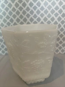 Fire King Anchor Hocking Footed Milk Glass Planter/Vase Grapevine Embossed Vtg - Picture 1 of 7
