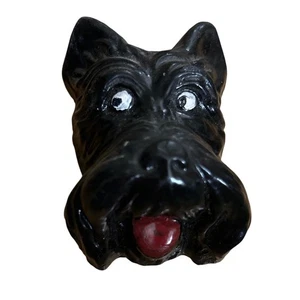 Figura cabeza pared placa miniatura vintage Chalk Ware Scottish Terrier Scotty Dog - Imagen 1 de 5