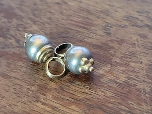 Peter Brams Designs PBD 14K Gelbgold/Silber Perlen Creolen NUR Verstärker - Bild 1 von 8