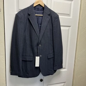 Mgnaie Men's Suit Size Large 3 Piece Set Navy Pin Stripe New - Picture 1 of 8