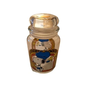 Vintage Peanuts Snoopy & Woodstock "Goodies" Glass Jar with Lid - 1958/1965... - Picture 1 of 5