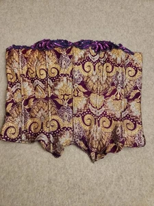 Custom Brocade Corset Top Bustier Wmn S Purple Gold Beaded Strapless Jacquard - Picture 1 of 11