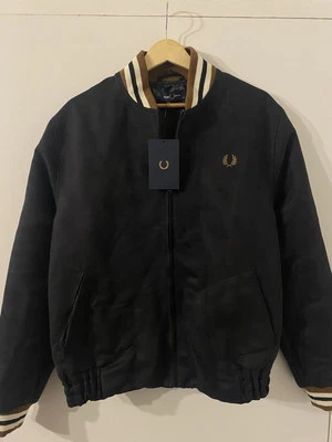 Fred Perry Suedette Bomber Jacket In Black Size Medium Brand New With tags - Image 1 of 4