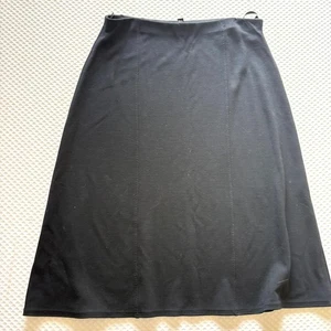 Eileen Fisher A Line Stretch Wool Midi Skirt L LP PL Black Pull On Capsule - Picture 1 of 4