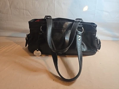 Bolso Cartera de Hombro de Cuero Negro CHAPS DE COLECCIÓN Y2K Soho Costuras en Bolsillos Foto 1 de 4