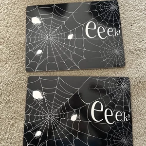 Pottery Barn Cork Backed Spider Web Halloween Placemats Gothic Lot of 2 - Picture 1 of 6