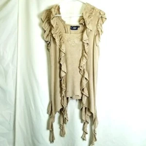 Blusa Coline fluida drapeada beige volantes corsé espalda cuello cuadrado bordado usada en excelente estado - Imagen 1 de 11