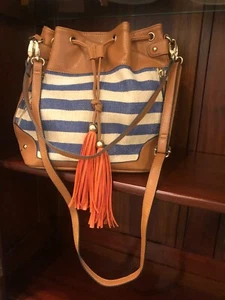 Aldo Maritim Handtasche Handtasche Schulter Crossbody marineblau/creme Streifen kostenloser Versand!! - Bild 1 von 11