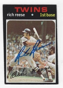 Autographed RICH REESE Minnesota Twins 1971 Topps card #349 w/COA - Picture 1 of 1