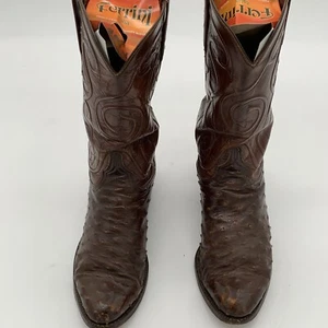 Lucchese L696864 Vintage Full Quill Ostrich Cowboy Boots Mens 9 D - Picture 1 of 10