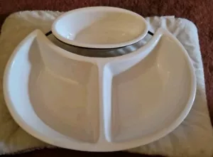 ÜBER UND RÜCKEN große geteilte Servierschale & separate Schale mit Ständer 44 x 25 plus - Bild 1 von 5