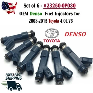 Genuine Denso Set of 6 Fuel Injectors for 2003-2015 Toyota 4.0L V6 #23250-0P030 - Bild 1 von 5