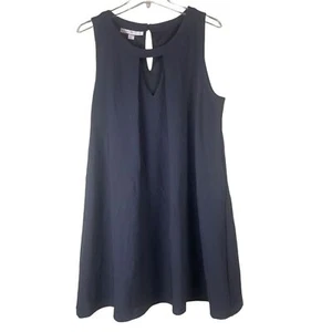 Boston Proper Black Sleeveless Swing Dress Pockets Key Hole Neckline Size Large - Picture 1 of 10