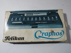 Vintage PELIKAN GRAPHOS DRAWING SET 14 Nibs & Pen in Case & Box GERMANY MADE - Bild 1 von 5