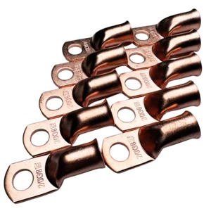 10x 2/0 Gauge 3/8" Hole OFC Copper Ring Terminal 00 GA M10 Lug Battery Connector - Picture 1 of 6