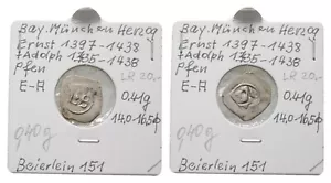 Bayern-München Herzog Ernst 1397-38 + Adolph 1435-38 Pfennig E-A Beierlein 151 - Bild 1 von 1