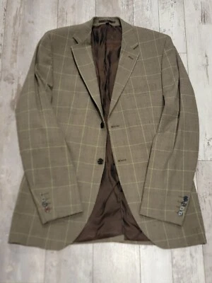 Abrigo deportivo 40R Ben Sherman Blazer marrón claro tartán ventana 2 botones para hombre Foto 1 de 4