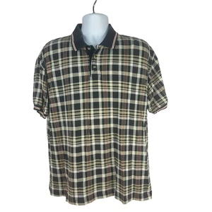 Trader Bay Plaid Polo Shirt Mens Medium Collared Short Sleeve Vintage 90s - Picture 1 of 5
